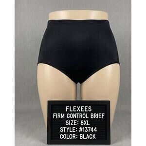 Flexees Shapewear Brief 8XL Size 8 Black Firm Control Tummy Slimming 13744